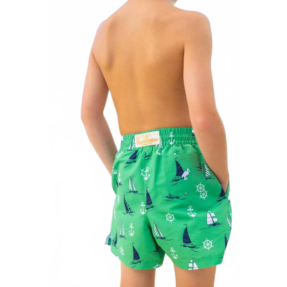 NEW THE BEAUFORT BONNET COMPANY boy's tortola swim trunks in green - Picture 4 of 5
